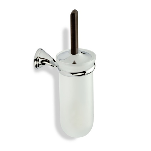Toilet Brush, StilHaus TL12, Wall Mounted Frosted Glass Toilet Brush with Wood Handle TL12
